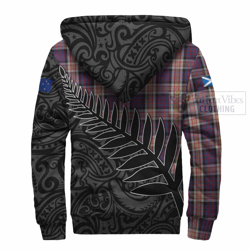 Tartan Vibes Clothing Carnegie Crest Tartan Sherpa Hoodie with New Zealand Silver Fern Half Style