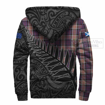 Carnegie Crest Tartan Sherpa Hoodie with New Zealand Silver Fern Half Style