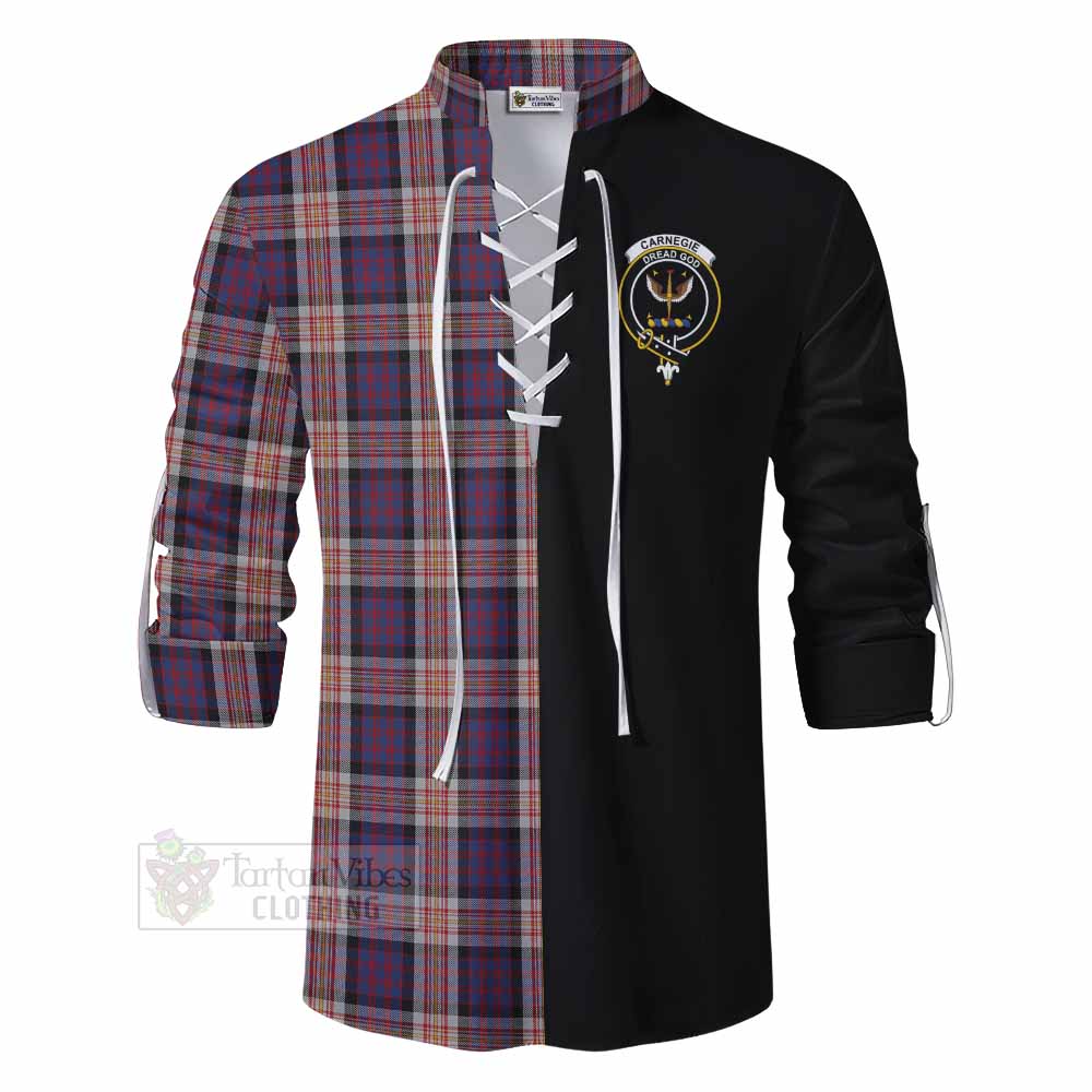 Tartan Vibes Clothing Carnegie Tartan Ghillie Kilt Shirt with Family Crest and Half Of Me Style