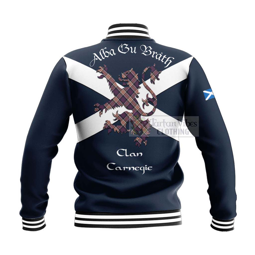 Tartan Vibes Clothing Carnegie Tartan Lion Rampant Baseball Jacket – Proudly Display Your Heritage with Alba Gu Brath and Clan Name