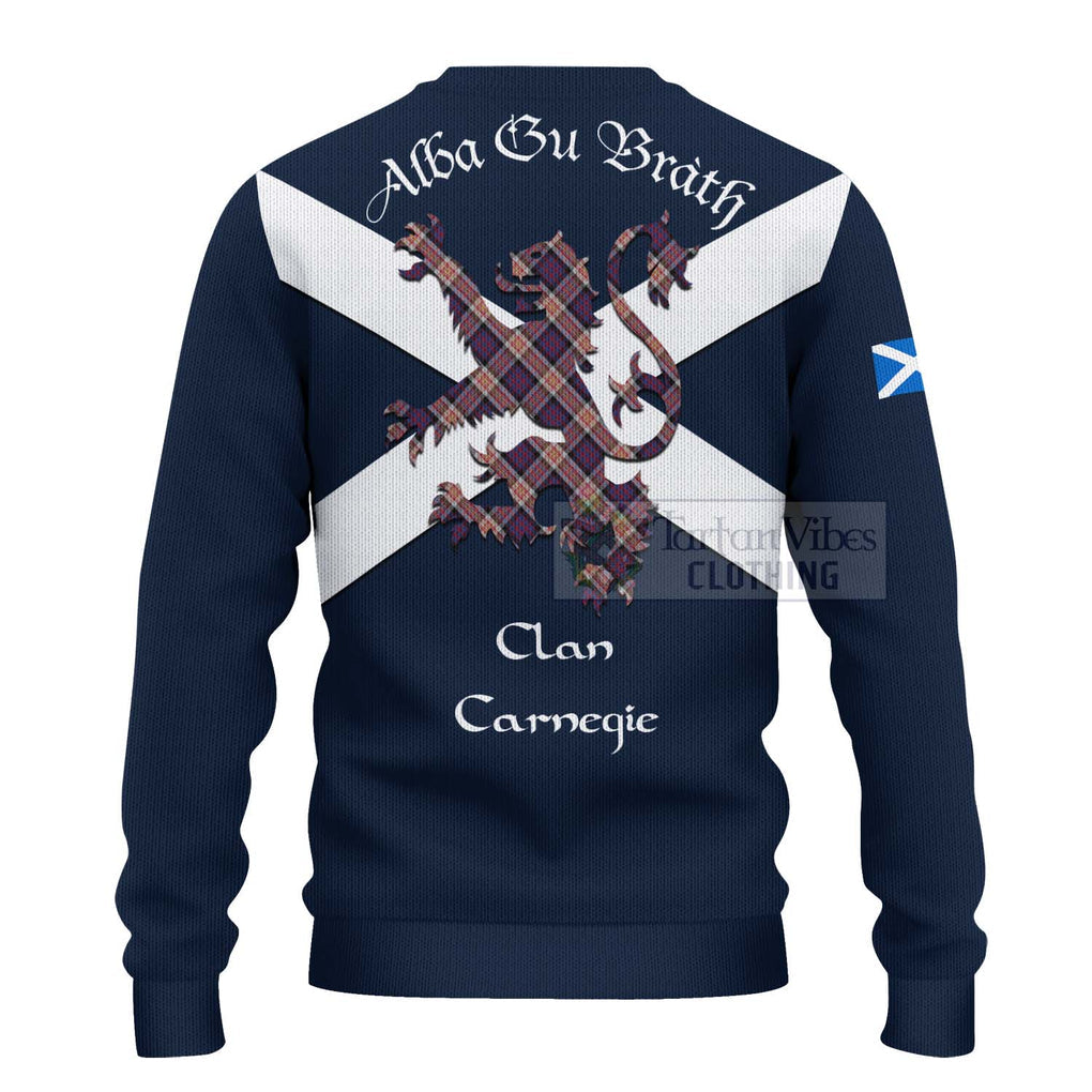 Tartan Vibes Clothing Carnegie Tartan Lion Rampant Knitted Sweater – Proudly Display Your Heritage with Alba Gu Brath and Clan Name