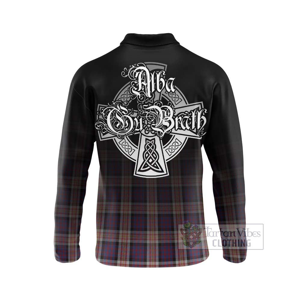 Tartan Vibes Clothing Carnegie Tartan Long Sleeve Polo Shirt Featuring Alba Gu Brath Family Crest Celtic Inspired