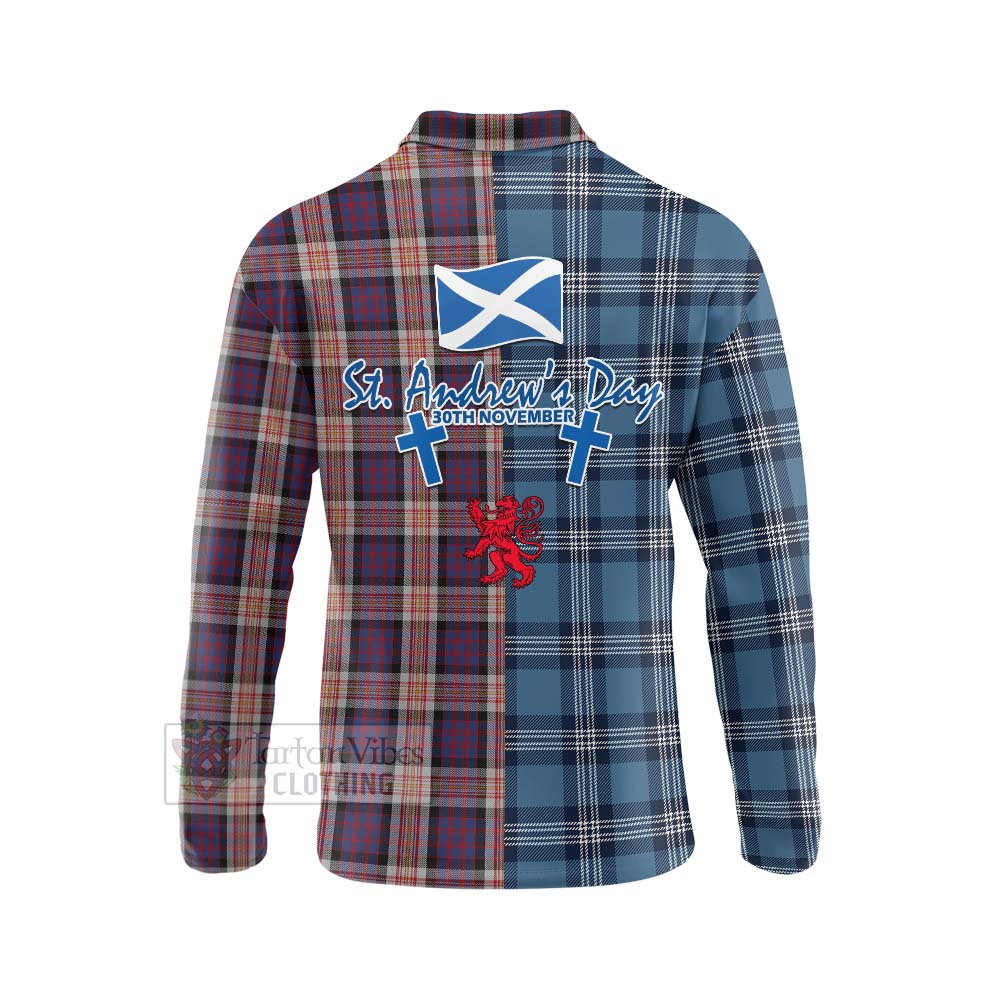 Tartan Vibes Clothing Carnegie Tartan Long Sleeve Polo Shirt Happy St. Andrew's Day Half Tartan Style