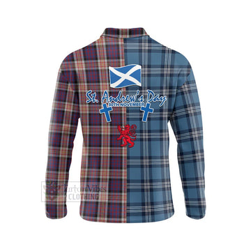 Carnegie Tartan Long Sleeve Polo Shirt Happy St. Andrew's Day Half Tartan Style