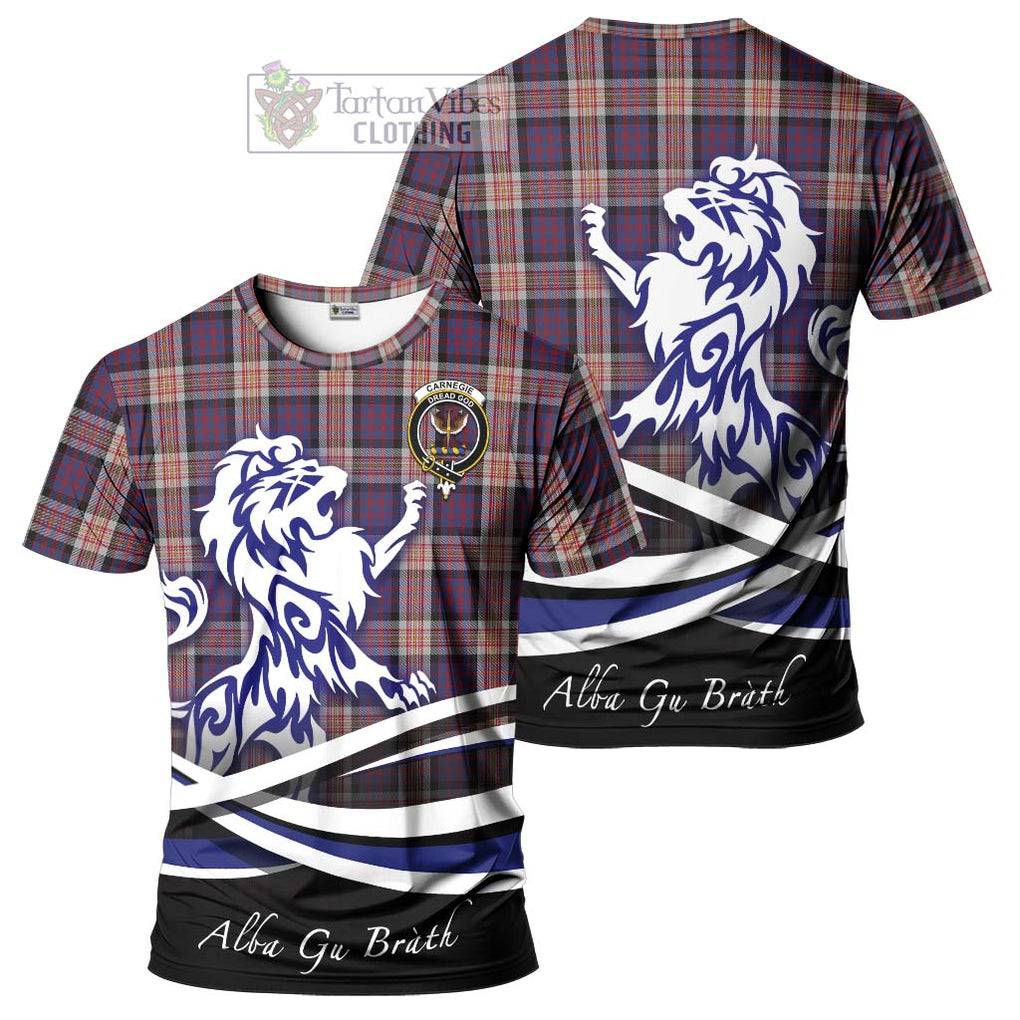 Tartan Vibes Clothing Carnegie Tartan Cotton T-shirt with Alba Gu Brath Regal Lion Emblem