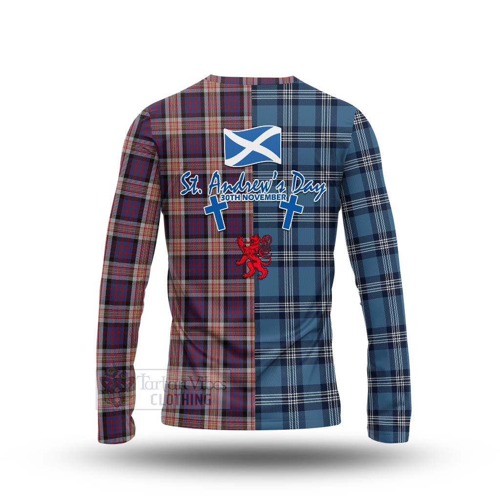 Tartan Vibes Clothing Carnegie Tartan Long Sleeve T-Shirt Happy St. Andrew's Day Half Tartan Style