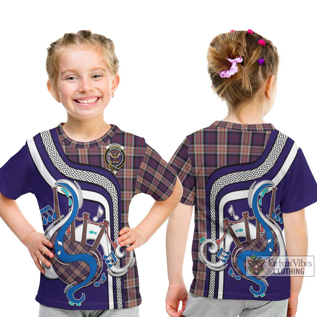 Tartan Vibes Clothing Carnegie Tartan Kid T-Shirt with Epic Bagpipe Style