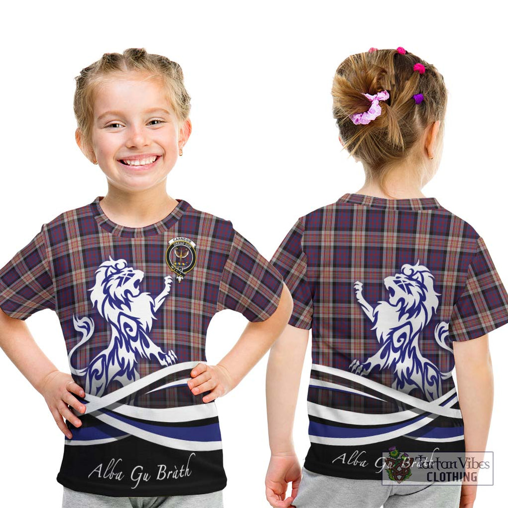 Carnegie Tartan Kid T-Shirt with Alba Gu Brath Regal Lion Emblem - Tartanvibesclothing Shop