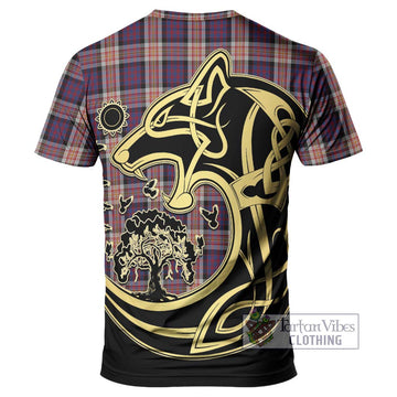 Carnegie Tartan T-Shirt with Family Crest Celtic Wolf Style