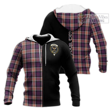 Carnegie Tartan Knitted Hoodie with Family Crest and Half Of Me Style