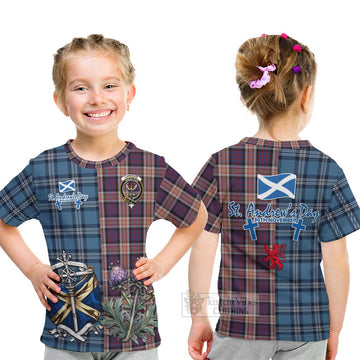 Carnegie Tartan Kid T-Shirt Happy St. Andrew's Day Half Tartan Style