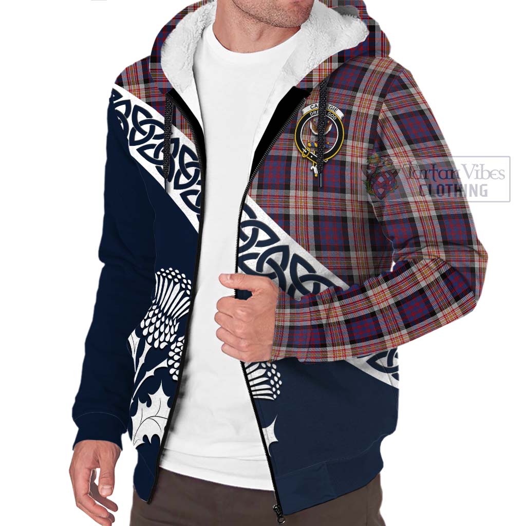 Tartan Vibes Clothing Carnegie Tartan Sherpa Hoodie Featuring Thistle and Scotland Map