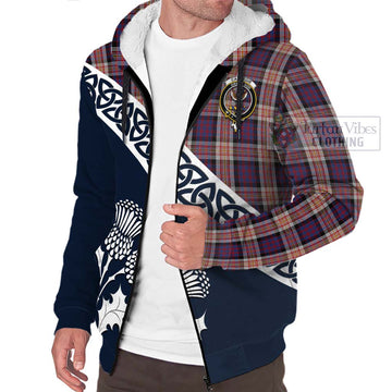 Carnegie Tartan Sherpa Hoodie Featuring Thistle and Scotland Map