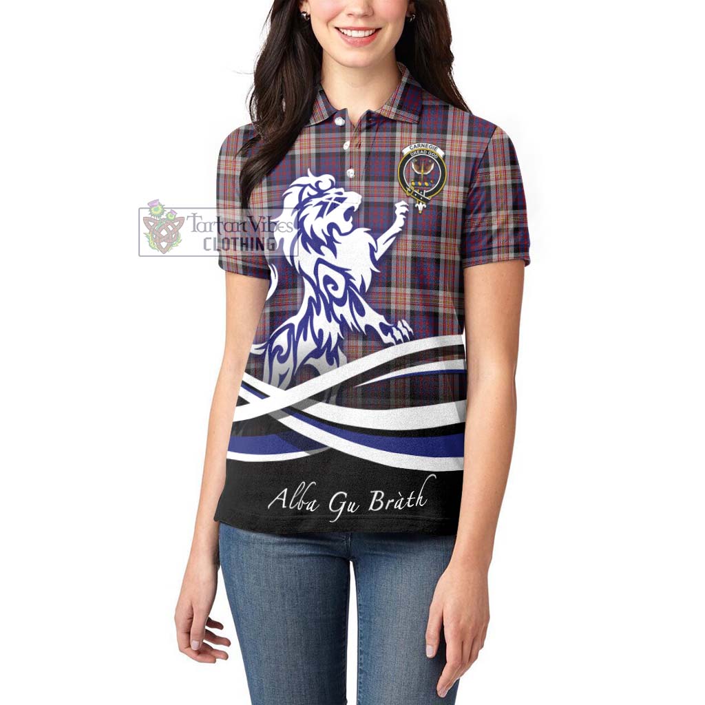 Tartan Vibes Clothing Carnegie Tartan Women's Polo Shirt with Alba Gu Brath Regal Lion Emblem