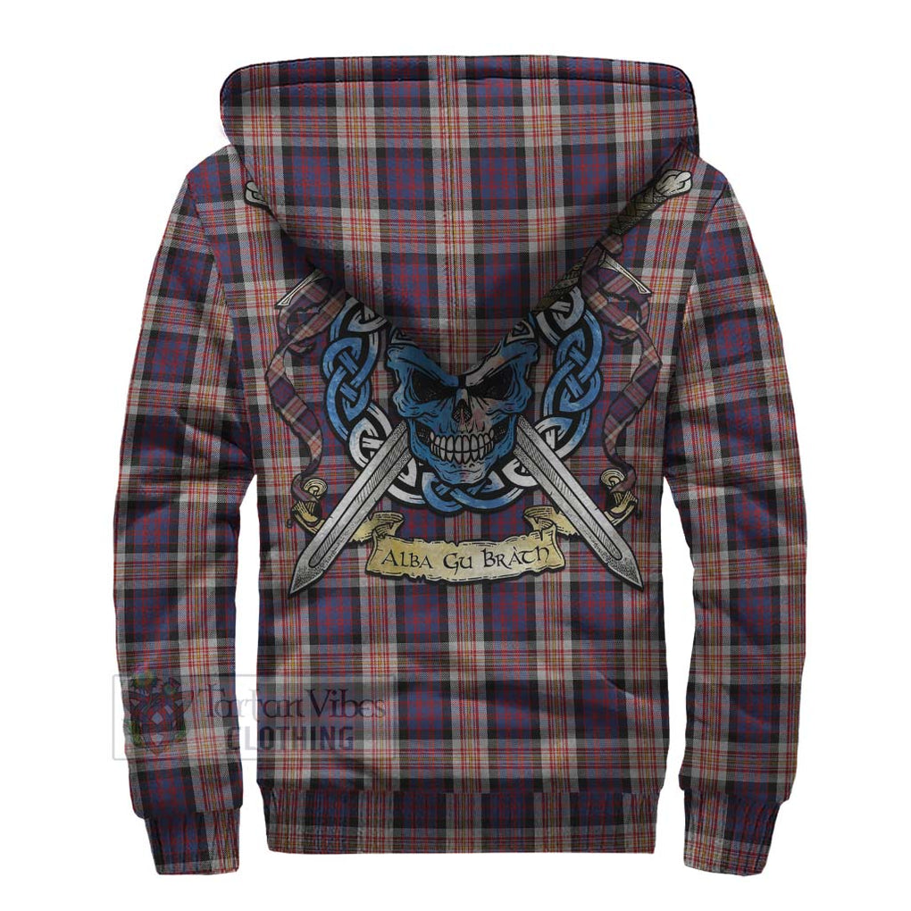 Tartan Vibes Clothing Carnegie Tartan Sherpa Hoodie with Family Crest Celtic Skull Style