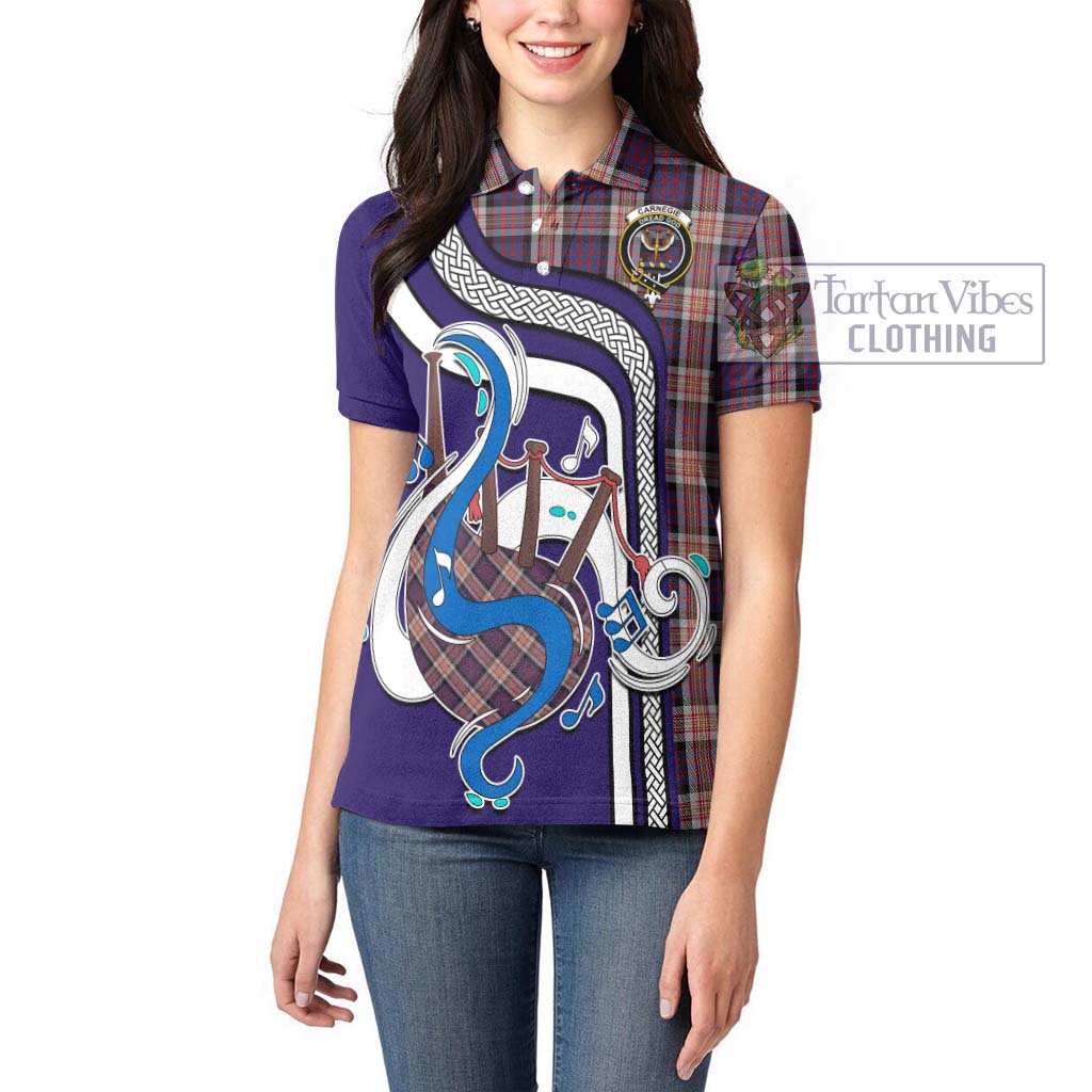 Tartan Vibes Clothing Carnegie Tartan Women's Polo Shirt with Epic Bagpipe Style