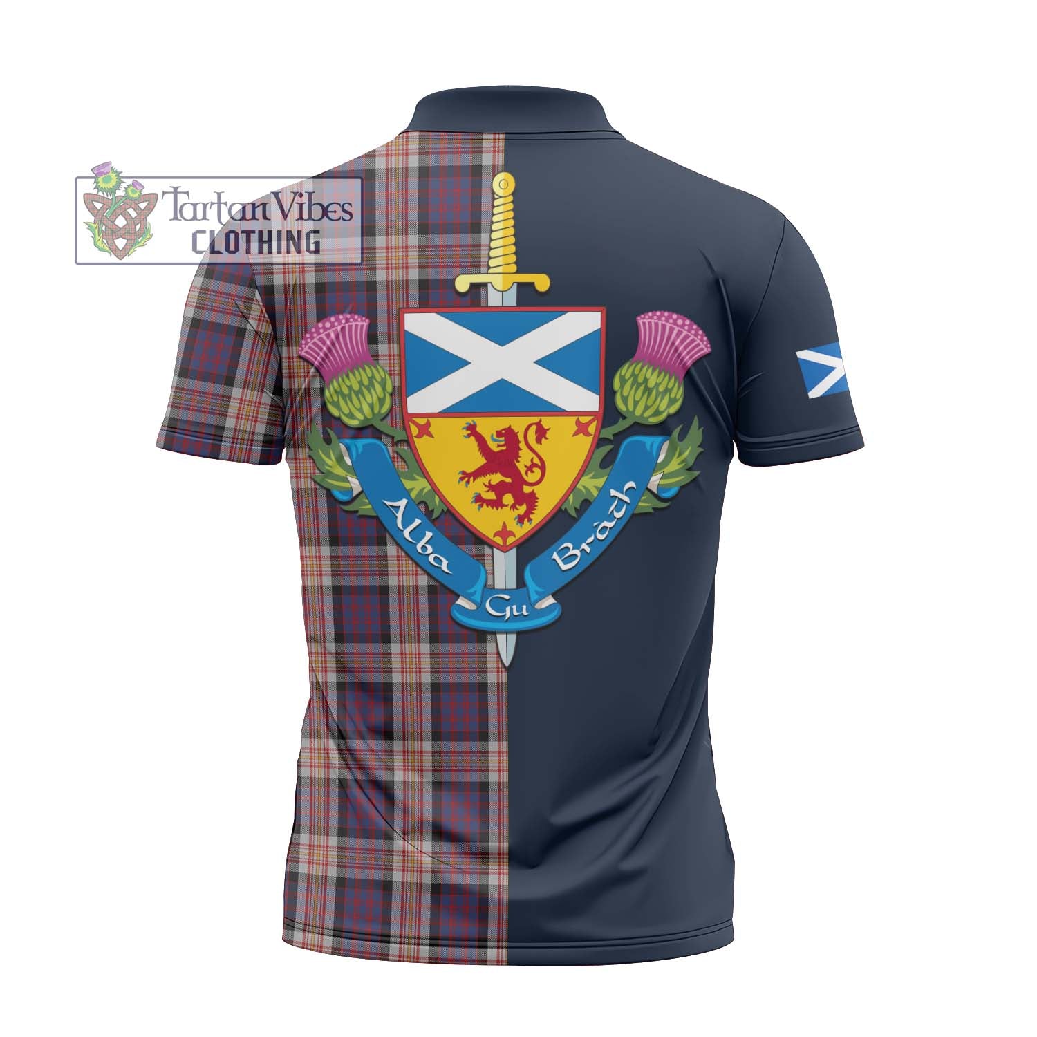 Tartan Vibes Clothing Carnegie Tartan Zipper Polo Shirt with Scottish Lion Royal Arm Half Style