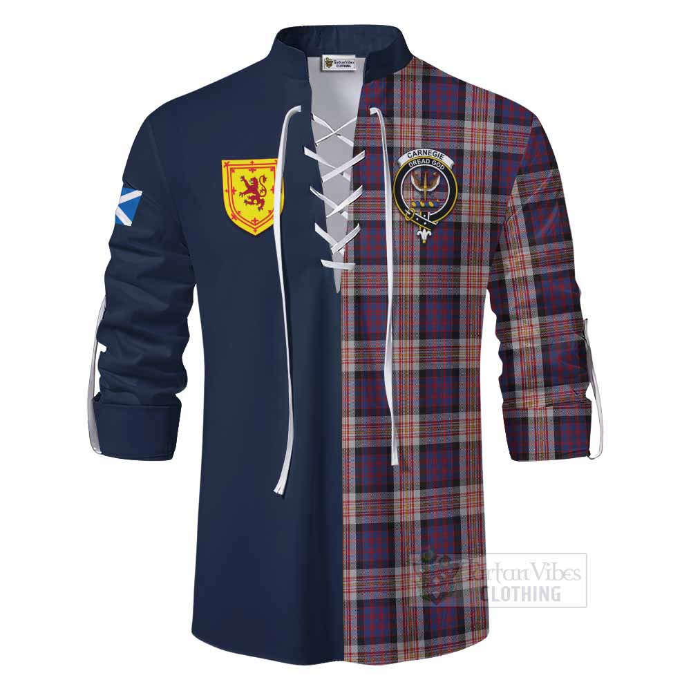 Carnegie Tartan Ghillie Kilt Shirt Alba with Scottish Lion Royal Arm Half Style