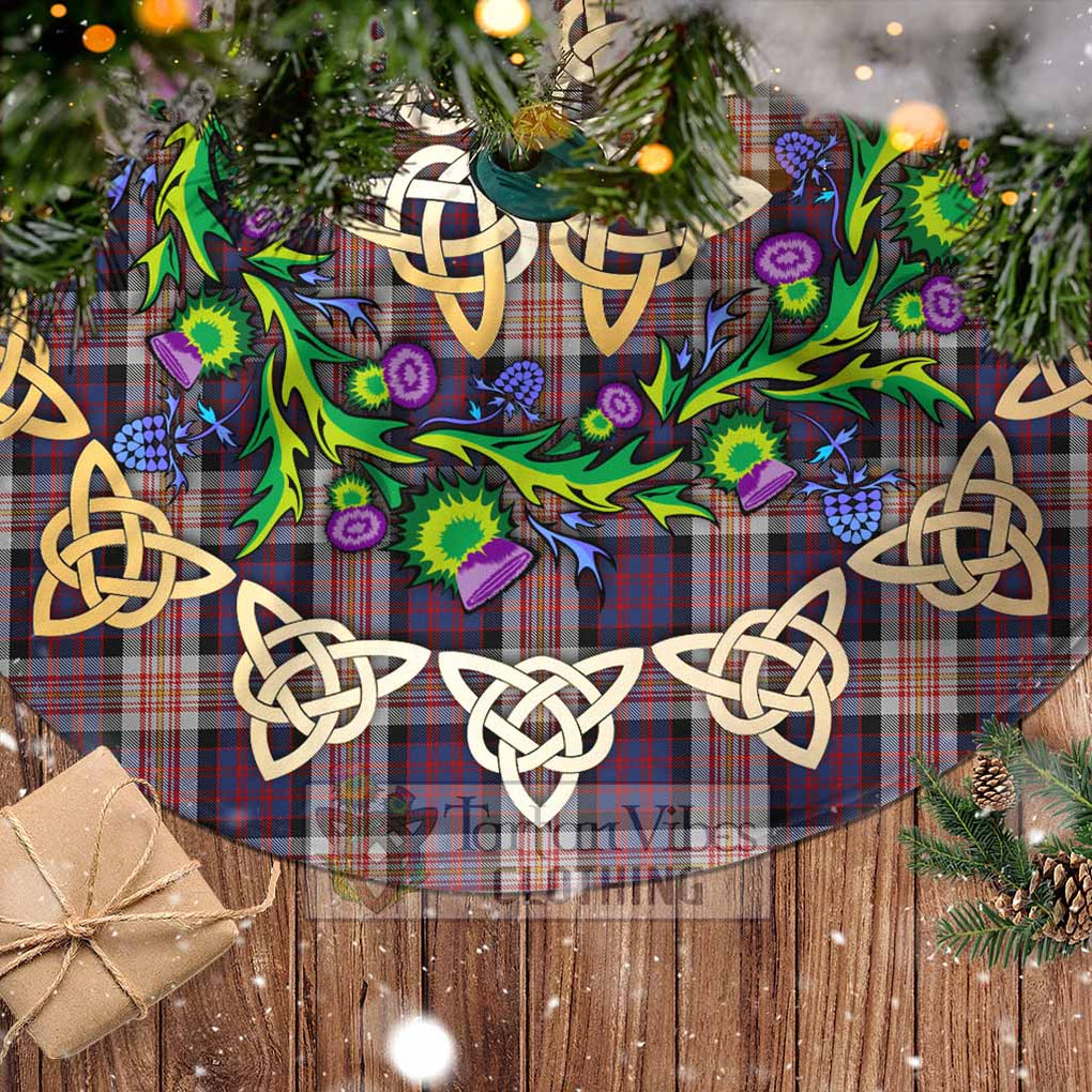 Tartan Vibes Clothing Carnegie Tartan Christmas Tree Skirt with Thistle Celtic Knot Style