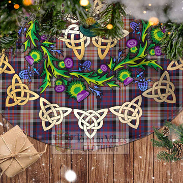 Carnegie Tartan Christmas Tree Skirt with Thistle Celtic Knot Style