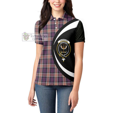 Carnegie Tartan Women's Polo Shirt with Family Crest Circle Style