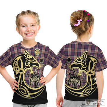 Carnegie Tartan Kid T-Shirt with Family Crest Celtic Wolf Style