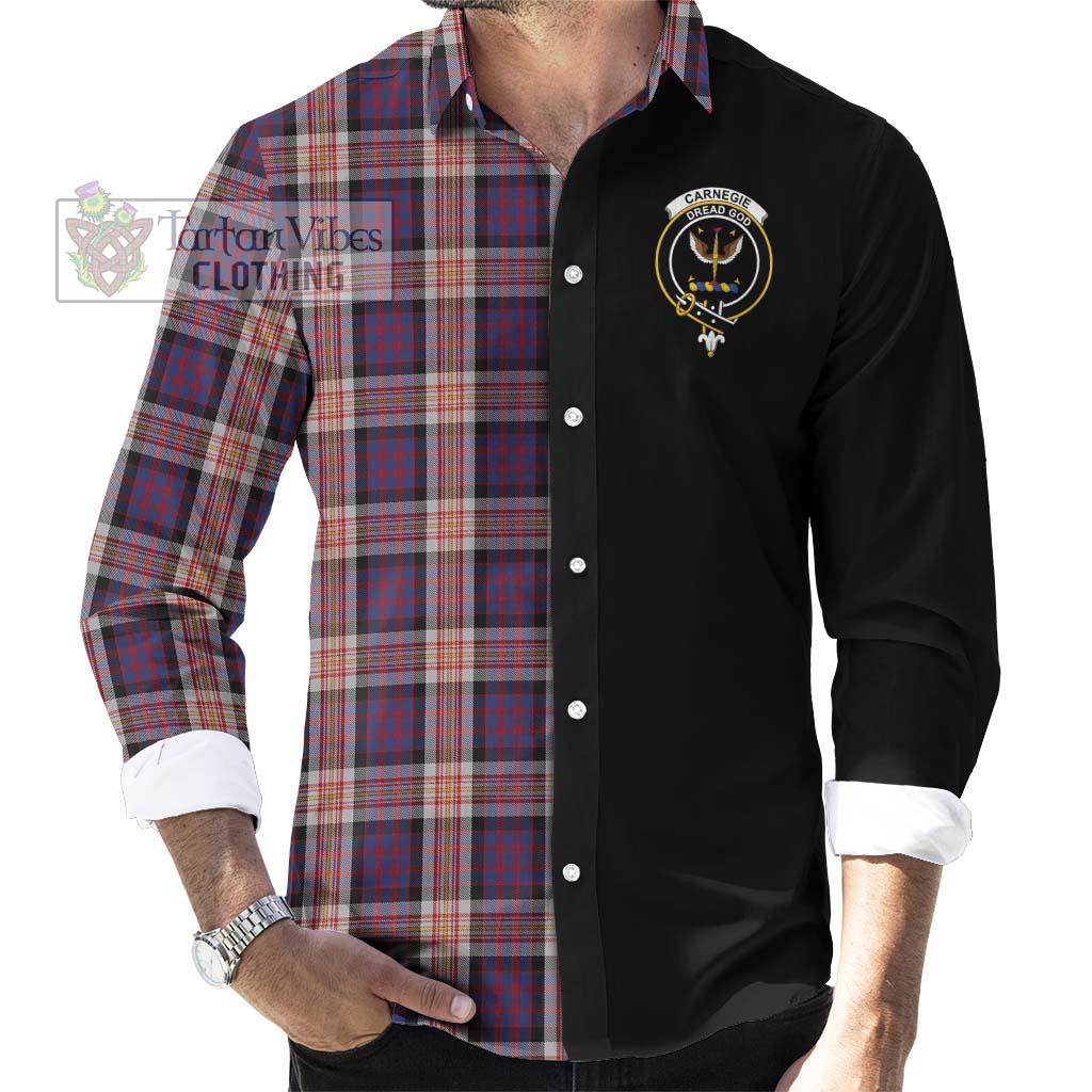 Tartan Vibes Clothing Carnegie Tartan Long Sleeve Button Shirt with Family Crest and Half Of Me Style