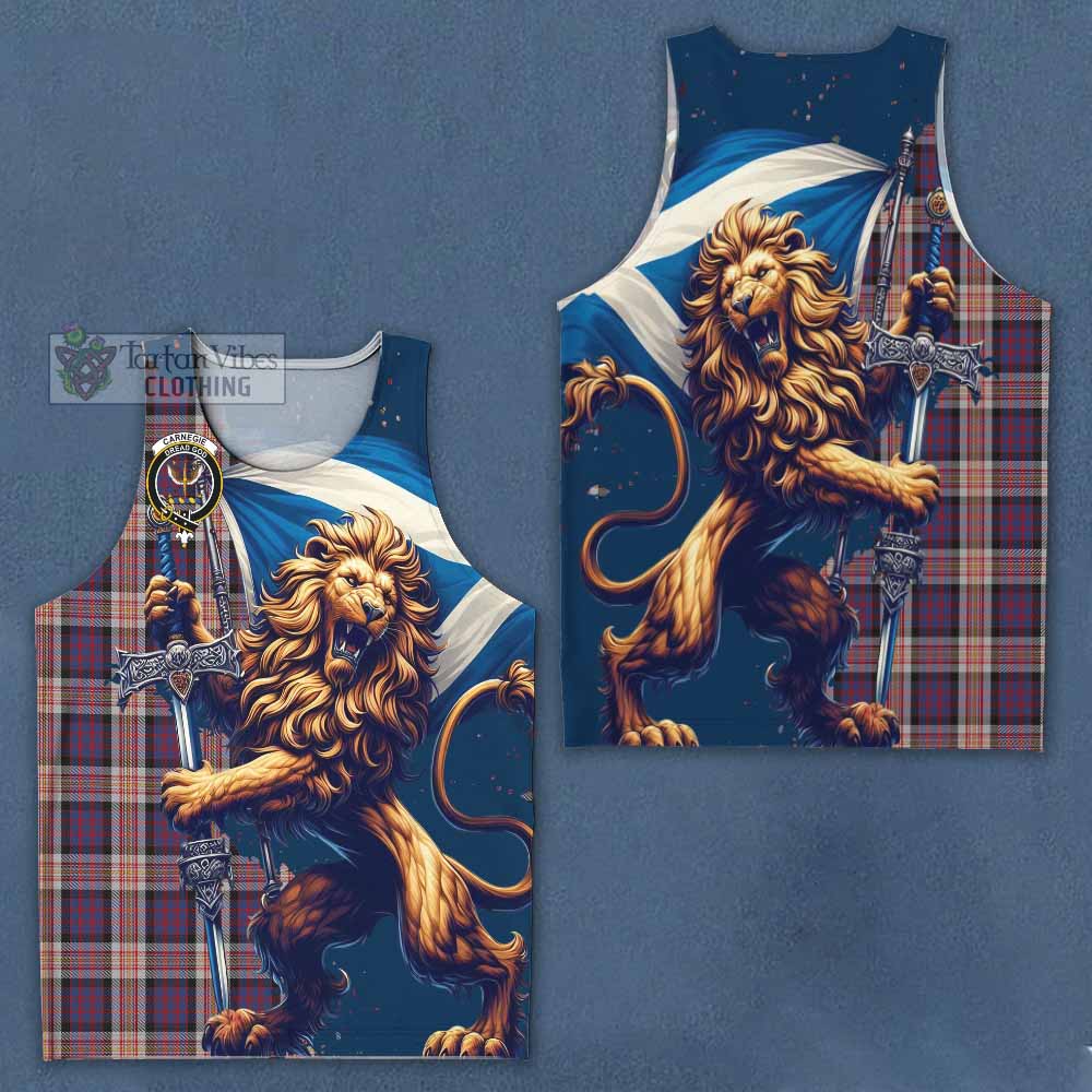 Tartan Vibes Clothing Carnegie Tartan Family Crest Men's Tank Top with Scottish Majestic Lion