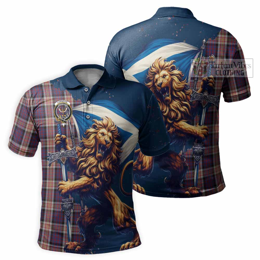 Tartan Vibes Clothing Carnegie Tartan Family Crest Men's Polo Shirt with Scottish Majestic Lion