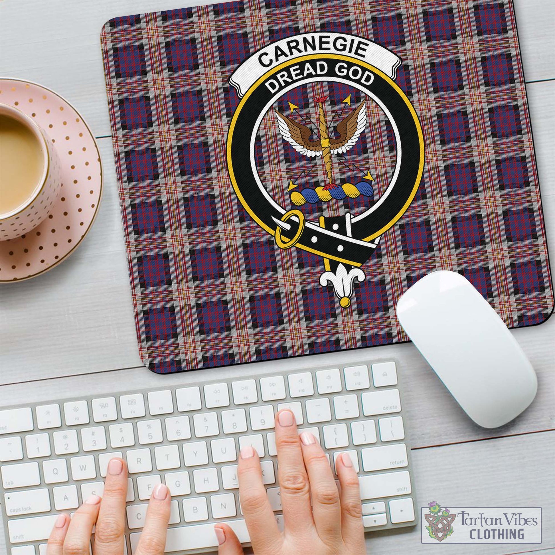 Tartan Vibes Clothing Carnegie Tartan Mouse Pad with Family Crest