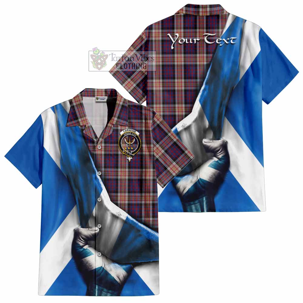 Tartan Vibes Clothing Carnegie Tartan Short Sleeve Button Shirt with Family Crest Scotland Patriotic Style