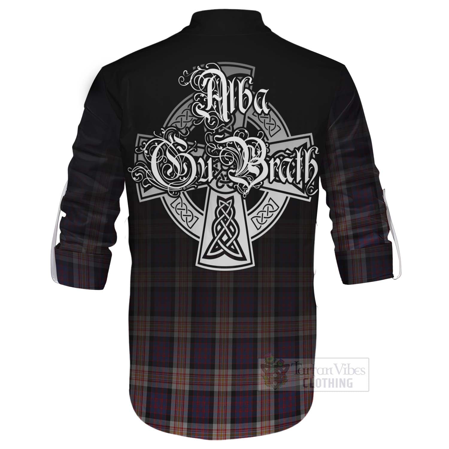 Tartan Vibes Clothing Carnegie Tartan Ghillie Kilt Shirt Featuring Alba Gu Brath Family Crest Celtic Inspired