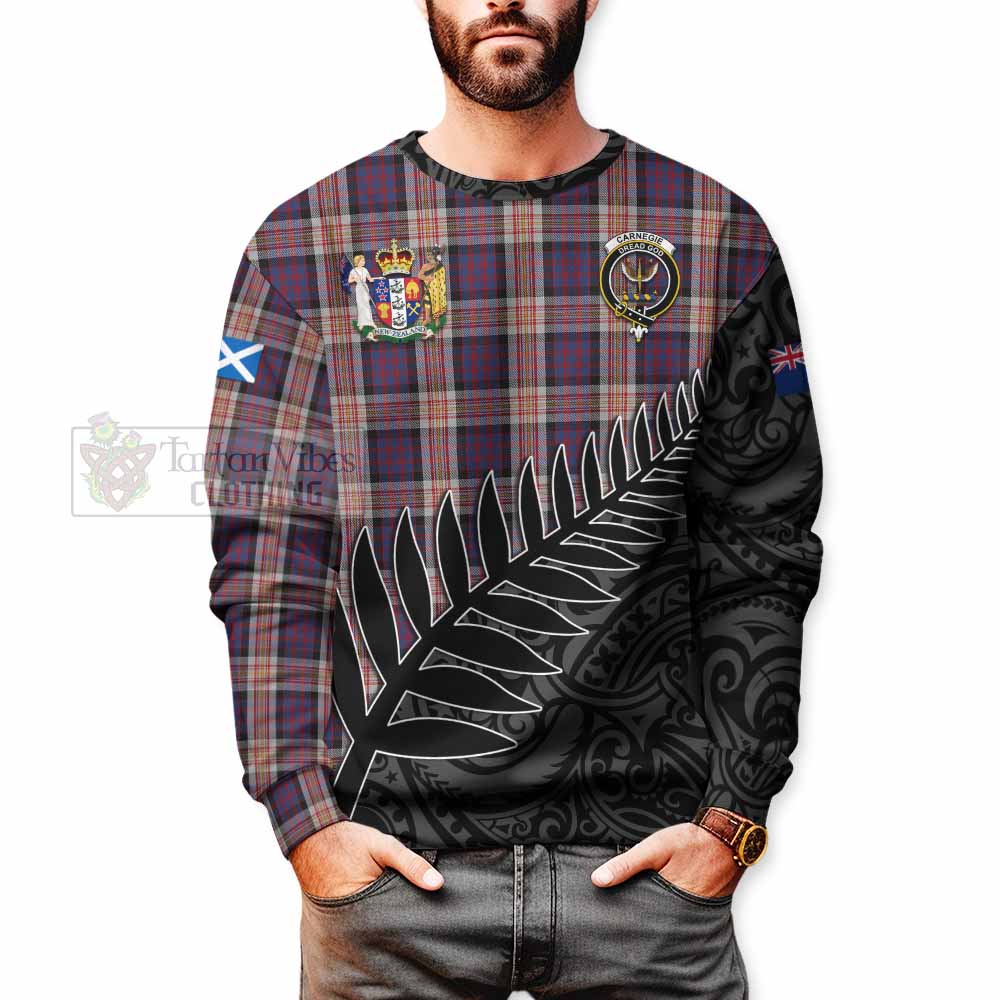 Tartan Vibes Clothing Carnegie Crest Tartan Sweatshirt with New Zealand Silver Fern Half Style