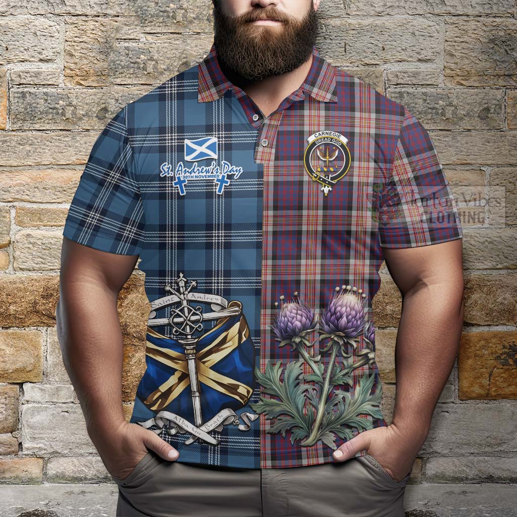 Tartan Vibes Clothing Carnegie Tartan Polo Shirt Happy St. Andrew's Day Half Tartan Style