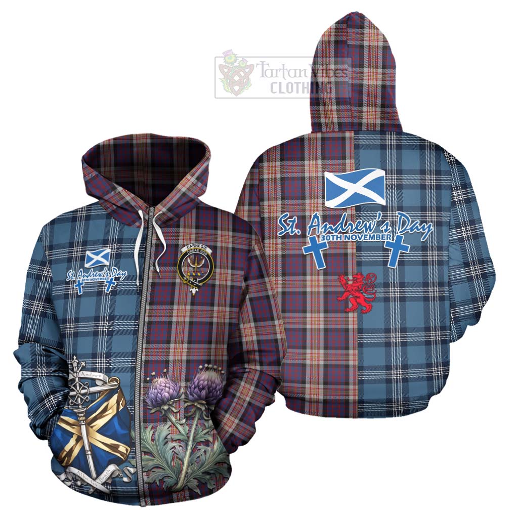 Tartan Vibes Clothing Carnegie Tartan Hoodie Happy St. Andrew's Day Half Tartan Style