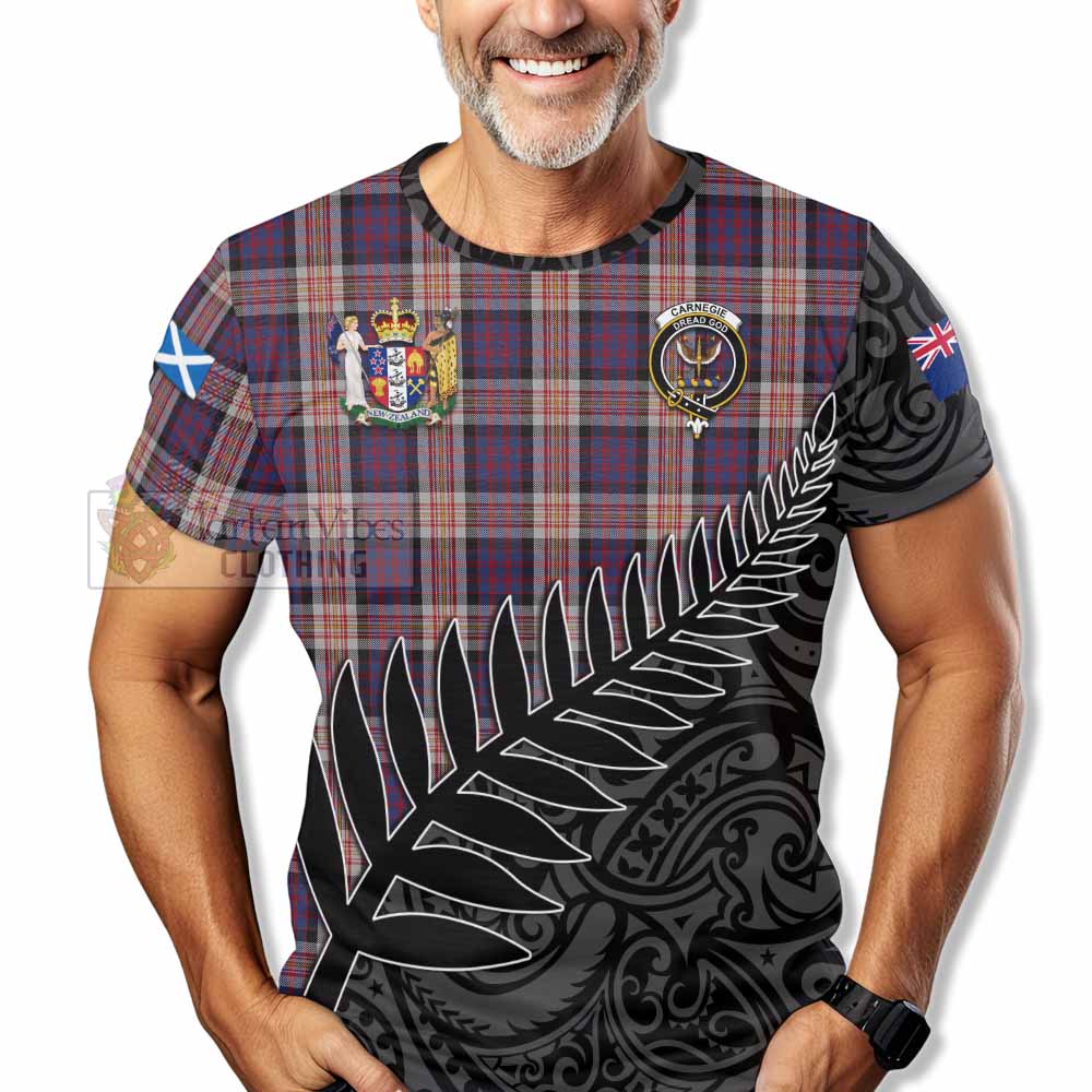 Tartan Vibes Clothing Carnegie Crest Tartan T-Shirt with New Zealand Silver Fern Half Style