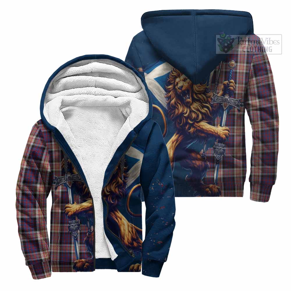 Tartan Vibes Clothing Carnegie Tartan Family Crest Sherpa Hoodie with Scottish Majestic Lion