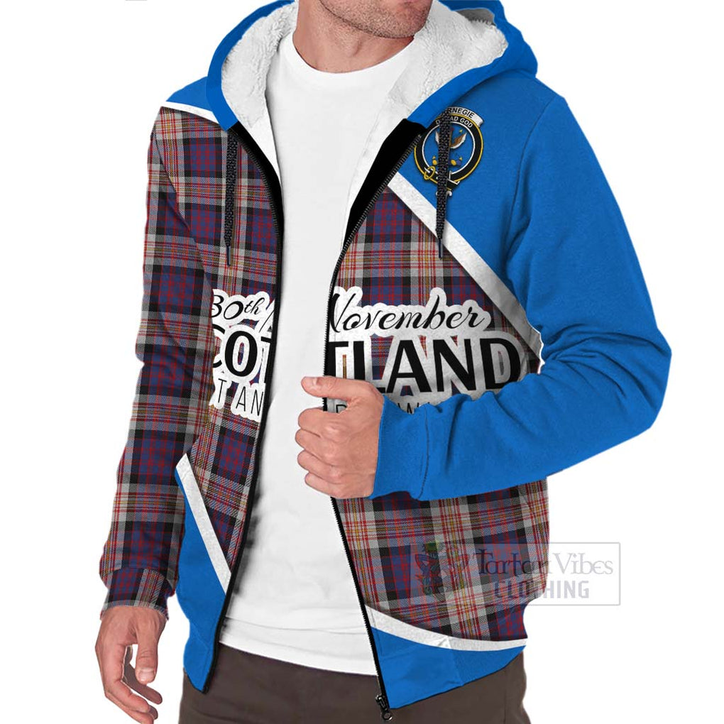 Tartan Vibes Clothing Carnegie Family Crest Tartan Sherpa Hoodie Celebrate Saint Andrew's Day in Style