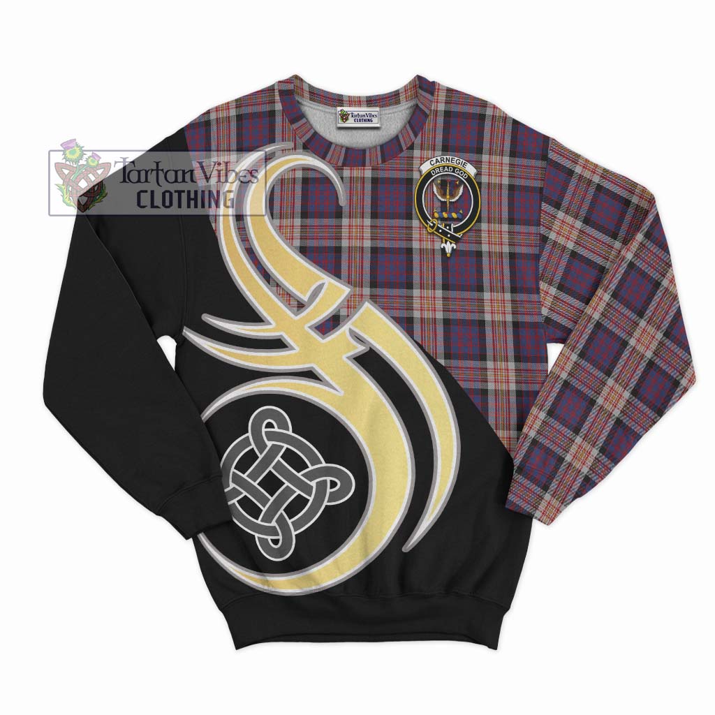 Tartan Vibes Clothing Carnegie Tartan Sweatshirt with Family Crest and Celtic Symbol Style