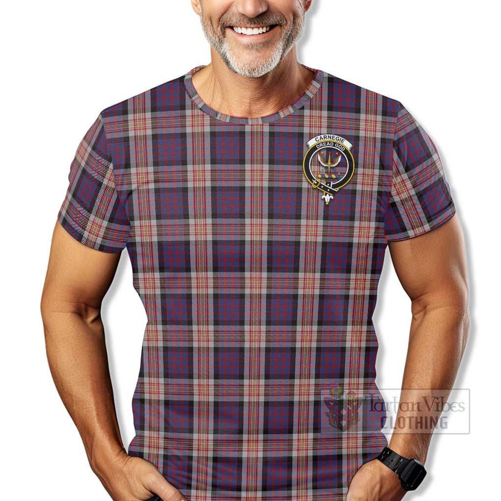 Tartan Vibes Clothing Carnegie Tartan T-Shirt with Family Crest Celtic Skull Style