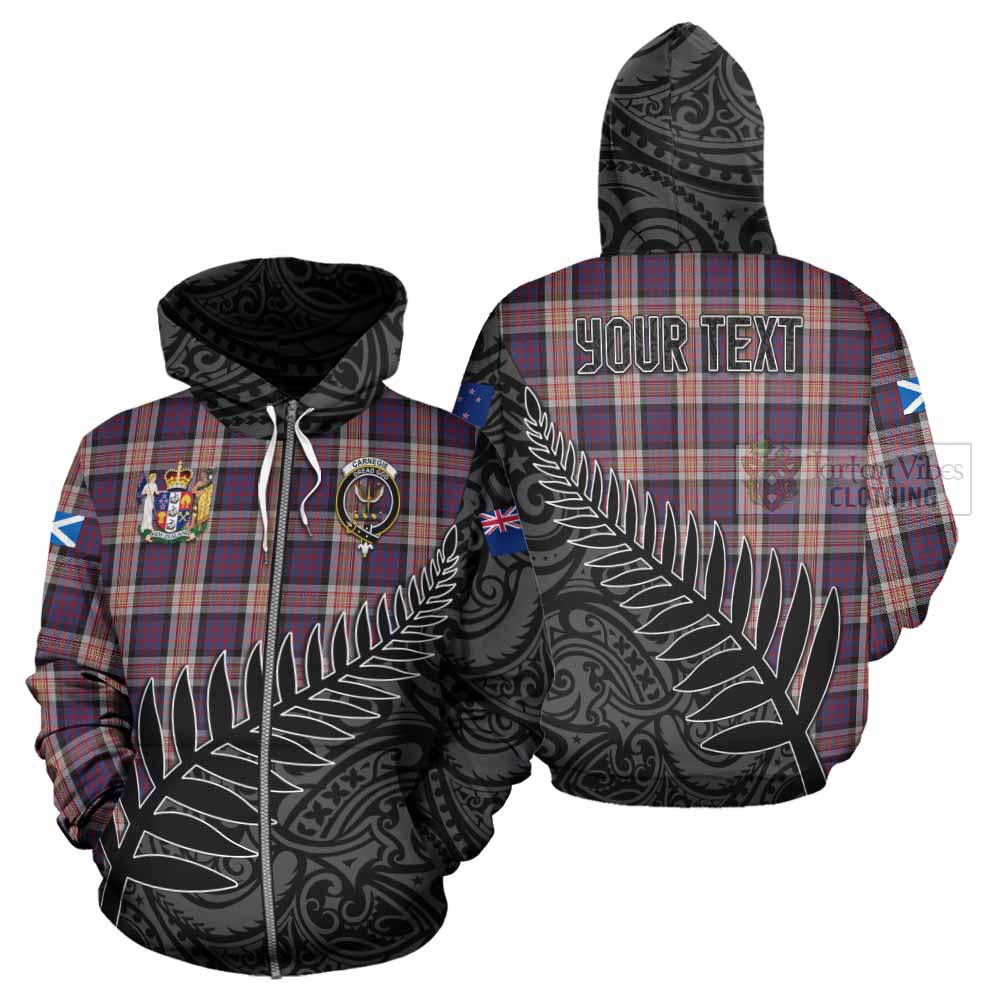 Tartan Vibes Clothing Carnegie Crest Tartan Hoodie with New Zealand Silver Fern Half Style