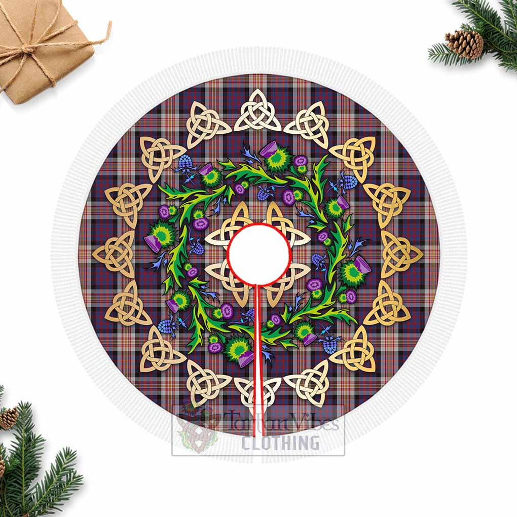 Tartan Vibes Clothing Carnegie Tartan Christmas Tree Skirt with Thistle Celtic Knot Style