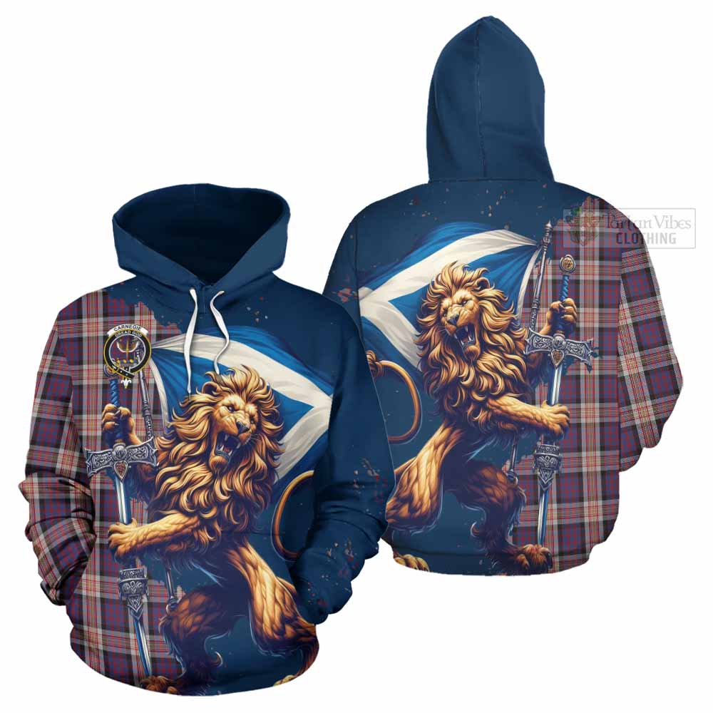 Tartan Vibes Clothing Carnegie Tartan Family Crest Hoodie with Scottish Majestic Lion