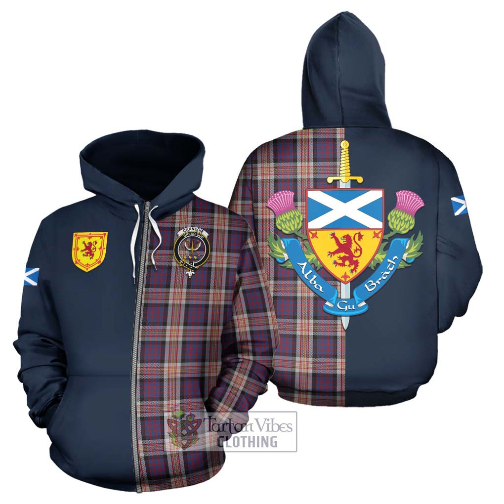 Tartan Vibes Clothing Carnegie Tartan Hoodie with Scottish Lion Royal Arm Half Style