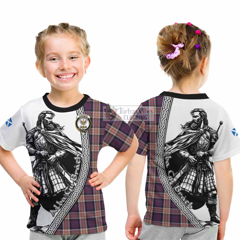 Carnegie Tartan Clan Crest Kid T-Shirt with Highlander Warrior Celtic Style