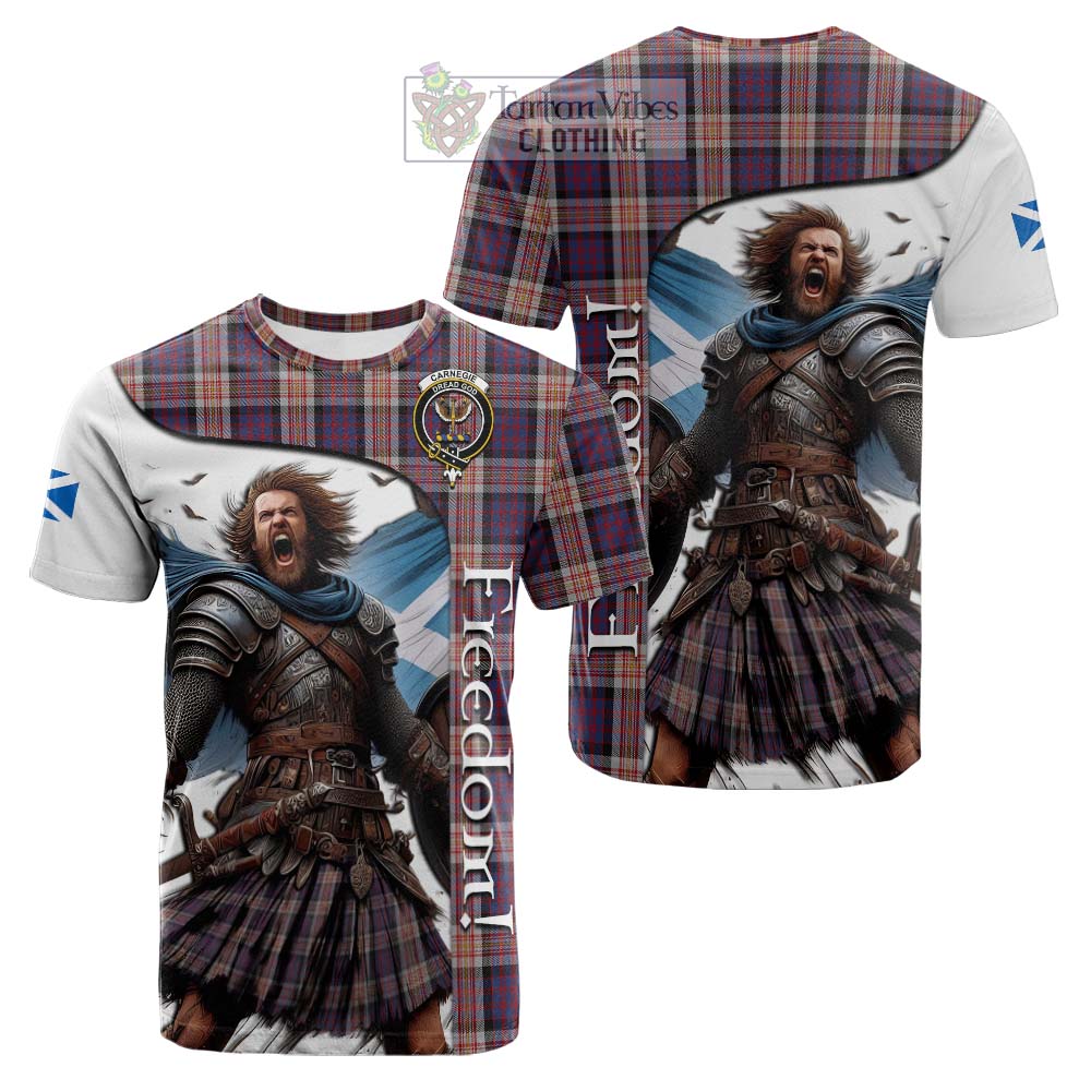 Tartan Vibes Clothing Carnegie Crest Tartan Cotton T-shirt Inspired by the Freedom of Scottish Warrior