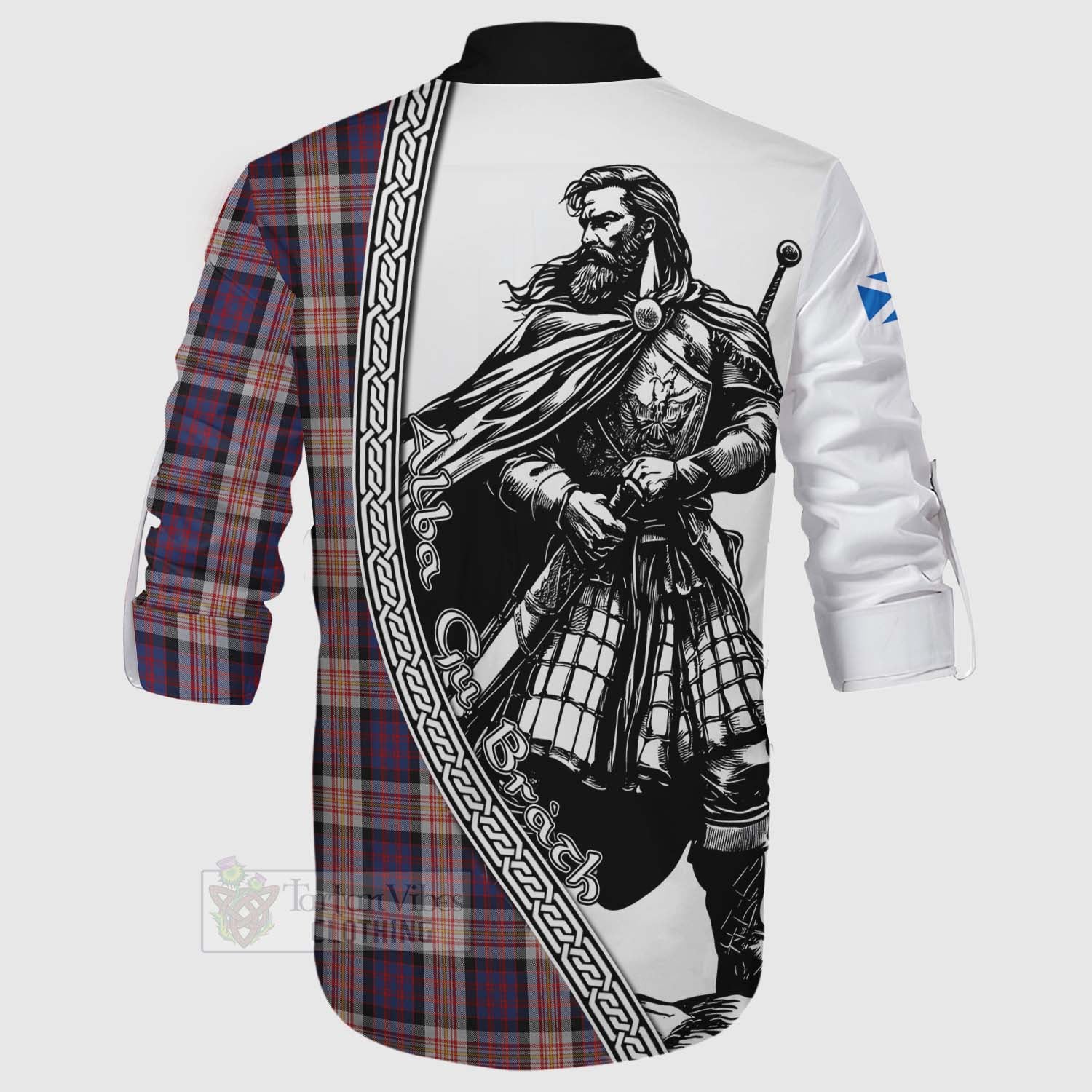 Tartan Vibes Clothing Carnegie Tartan Clan Crest Ghillie Kilt Shirt with Highlander Warrior Celtic Style