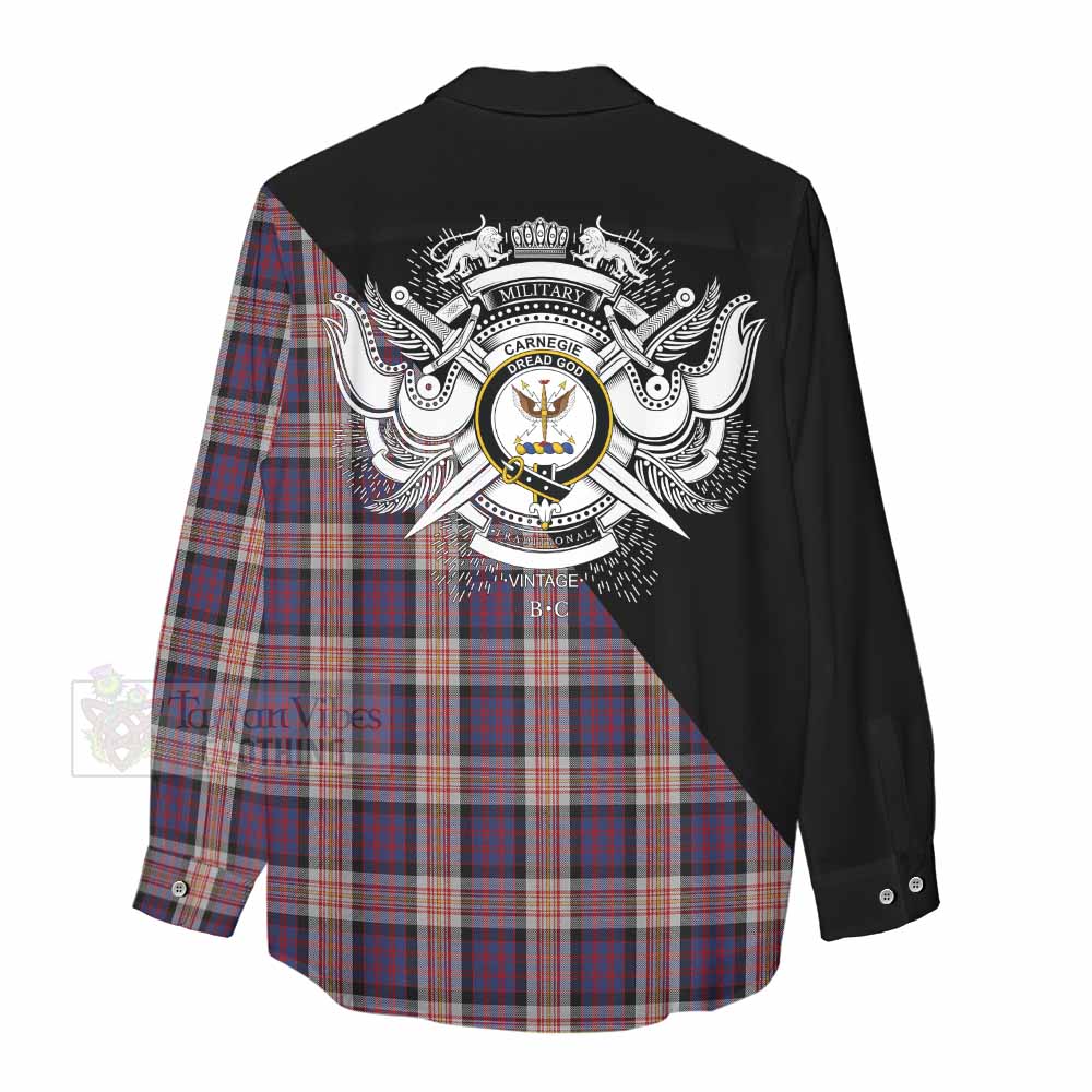 Tartan Vibes Clothing Carnegie Tartan Women's Casual Shirt with Family Crest and Military Logo Style