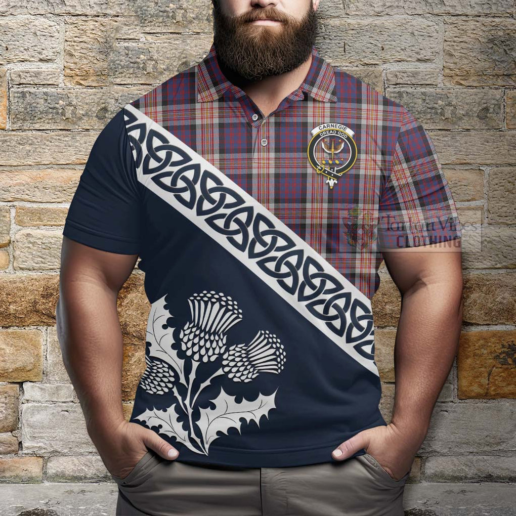 Carnegie Tartan Polo Shirt Featuring Thistle and Scotland Map