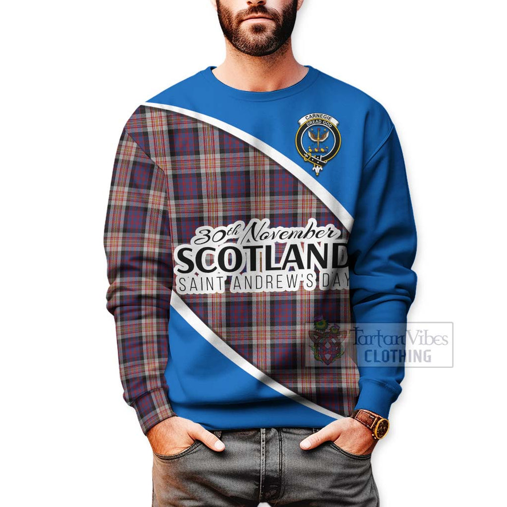 Tartan Vibes Clothing Carnegie Family Crest Tartan Sweatshirt Celebrate Saint Andrew's Day in Style